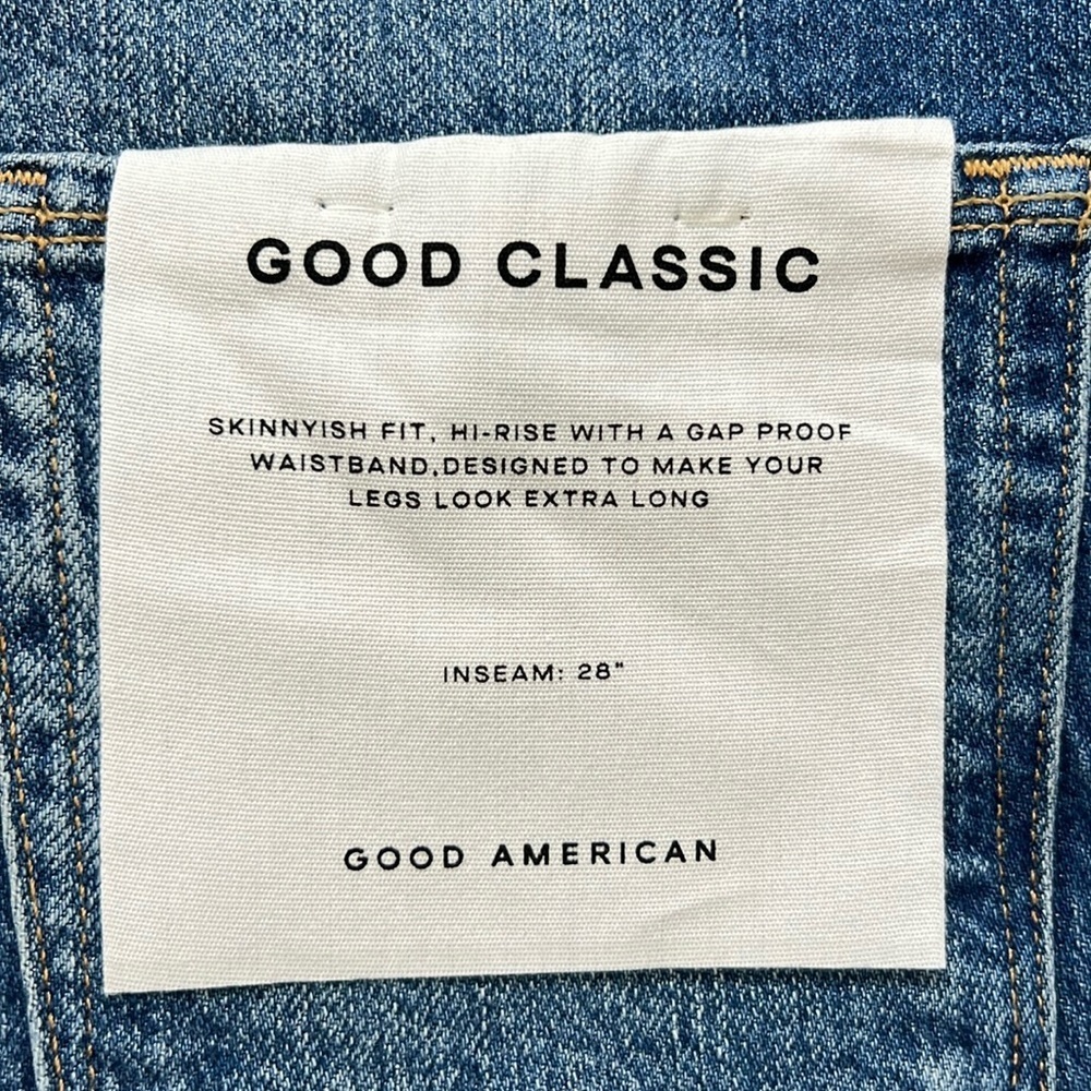 GOOD AMERICAN WOMAN’S GOOD CLASSIC RAW HEM HIGH RISE NWT BLUE JEAN SZ 26 - Picture 6 of 9